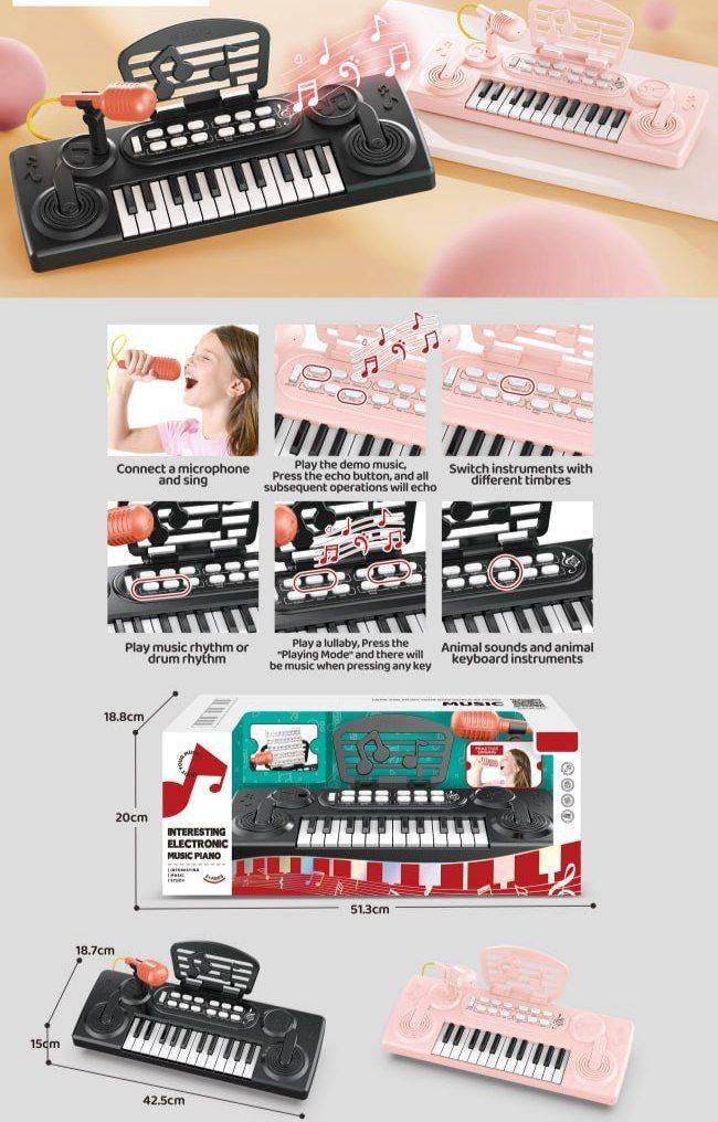 پیانو موزیکال کودک همراه میکروفون مدل Electronic Music Piano
